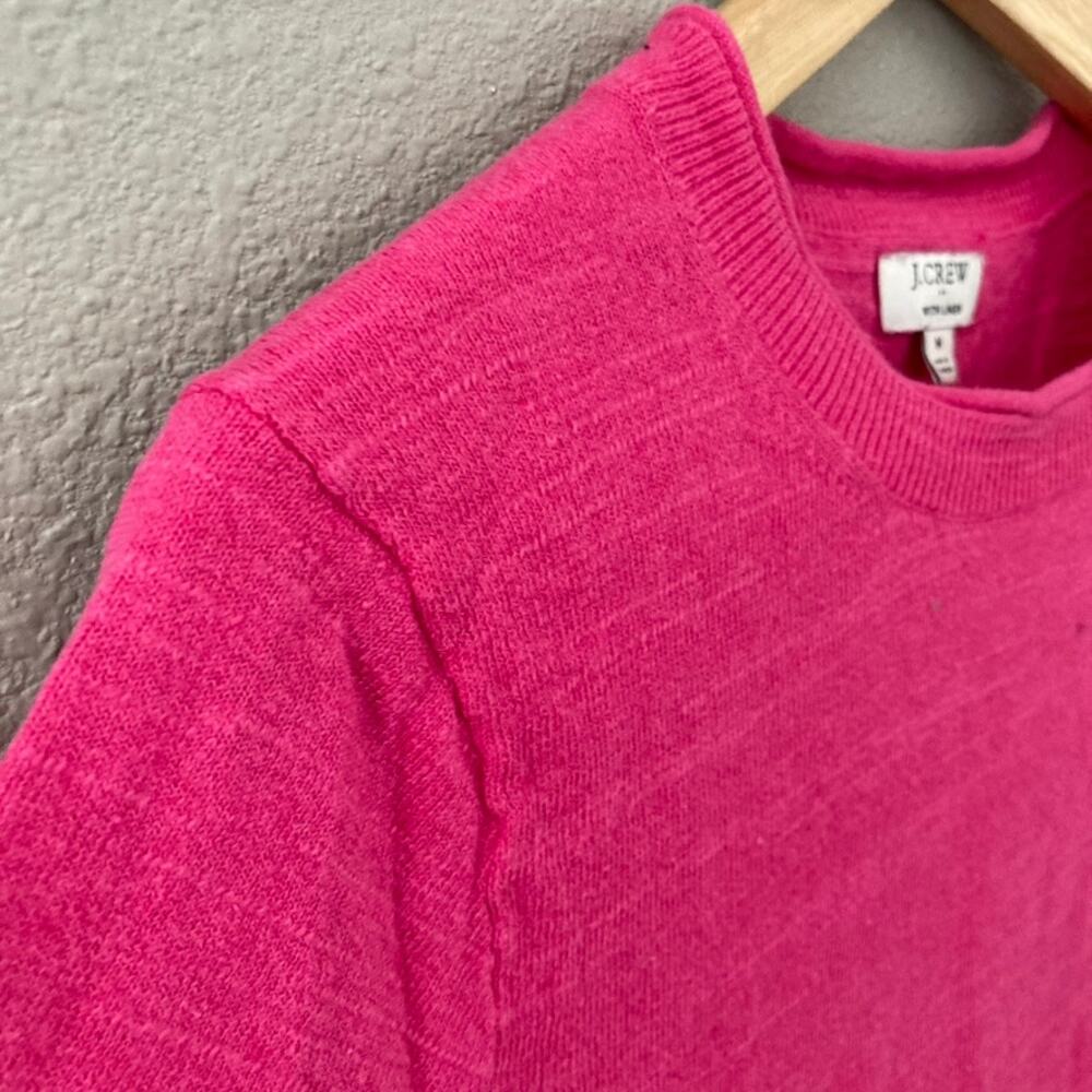 J. Crew Short Sleeve Linen-blend Crewneck Sweater - Pink Medium - Picture 4 of 7